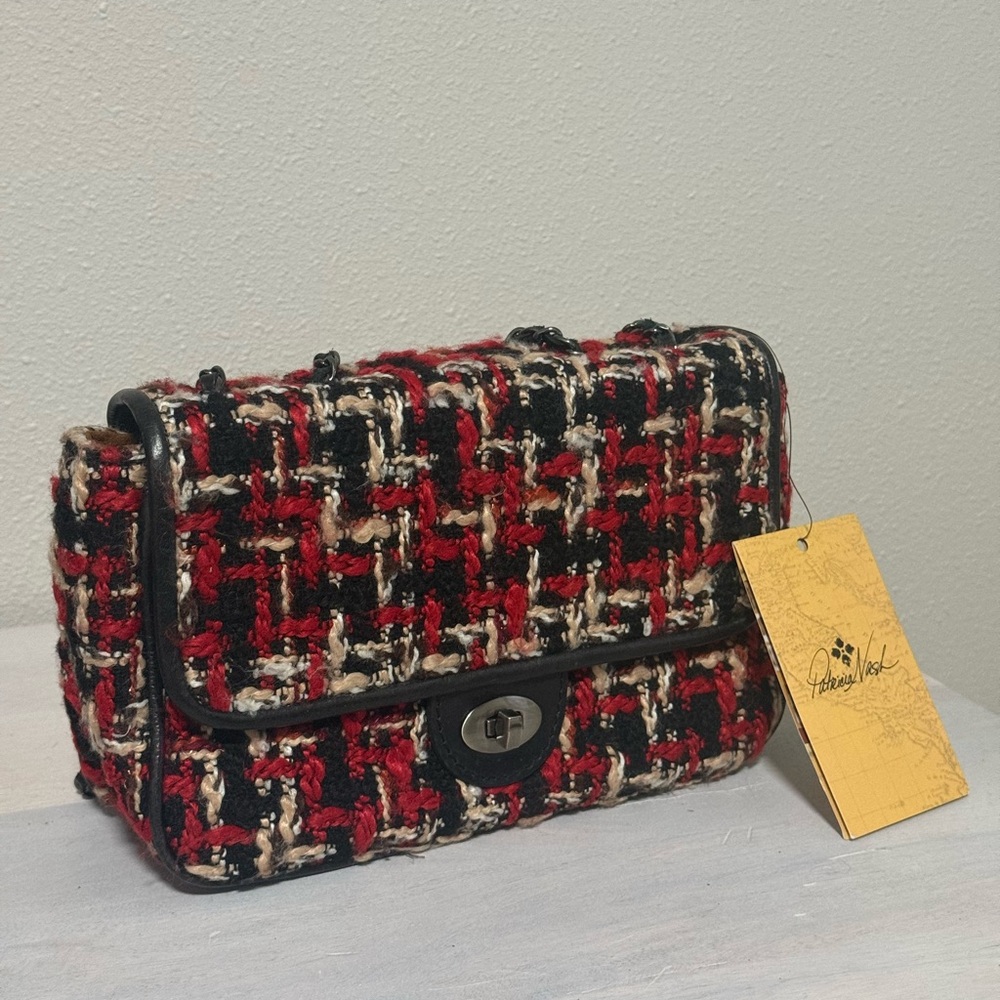 Patricia Nash Red, Black & Cream Tweed Crossbody Bag
